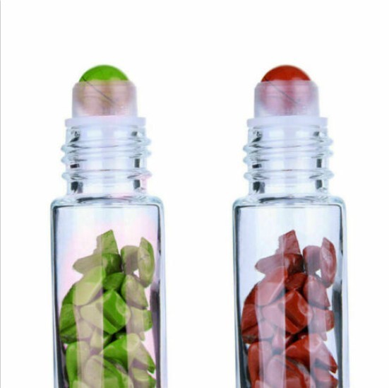 Essential Oil Stone Roller Ball Glass Bottle Stone Roll On Glass Bottle With Plastic Wooden Grain Cap for Essential Oil