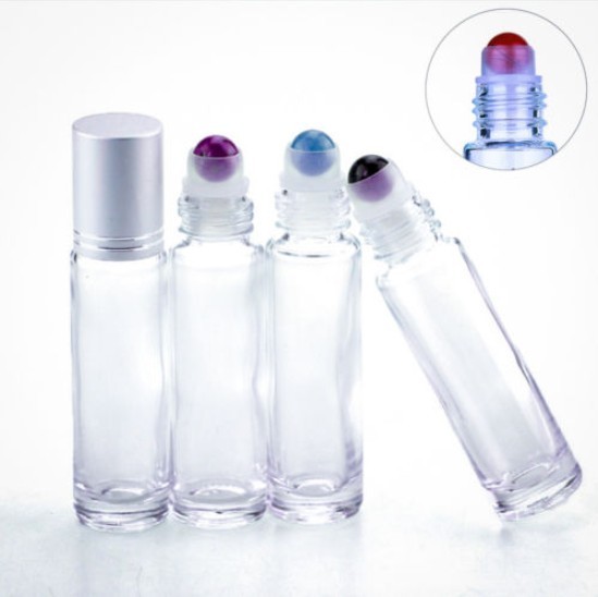 Essential Oil Stone Roller Ball Glass Bottle Stone Roll On Glass Bottle With Plastic Wooden Grain Cap for Essential Oil