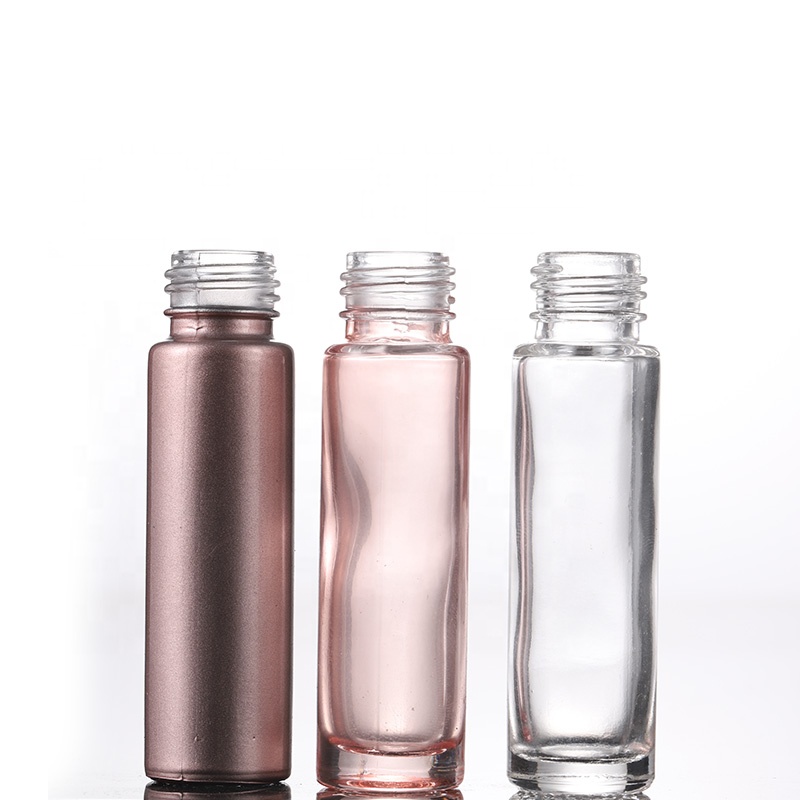 Essential Oil Use 10ml Pink Roll On Glass Roller Bottle With Crystal Gemstone Roller Ball And Rose Gold Cap