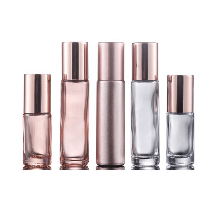 Essential Oil Use 10ml Pink Roll On Glass Roller Perfume oil Bottles With Glass or Stainless Steel Roller Ball