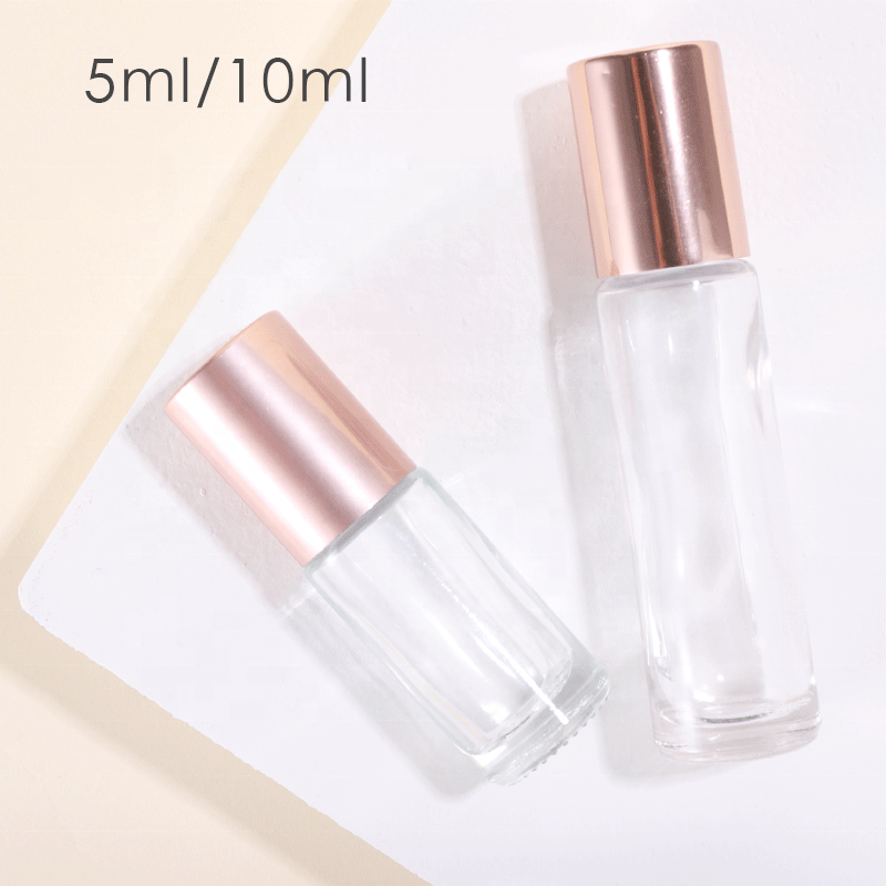 Essential Oil Use 10ml Pink Roll On Glass Roller Perfume oil Bottles With Glass or Stainless Steel Roller Ball