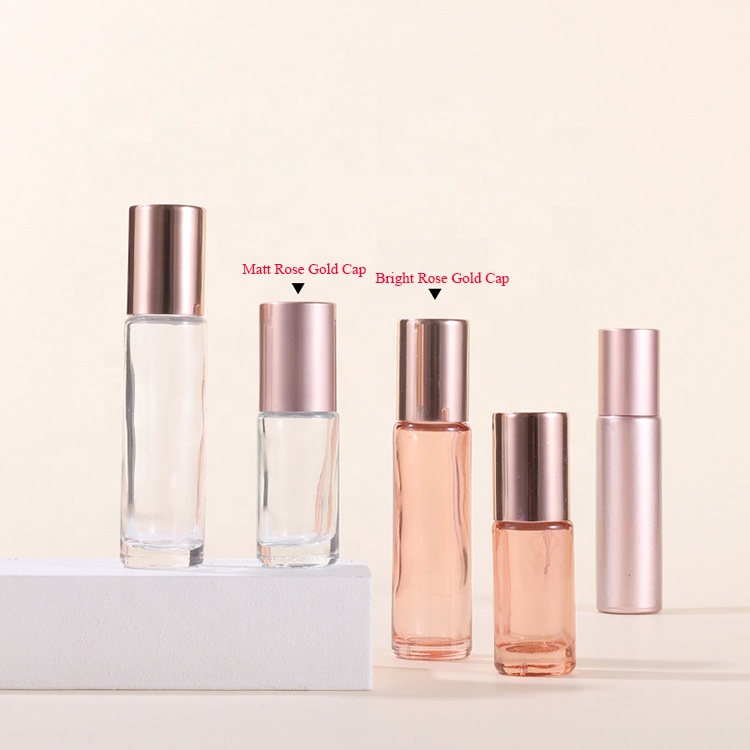 Essential Oil Use 10ml Pink Roll On Glass Roller Perfume oil Bottles With Glass or Stainless Steel Roller Ball