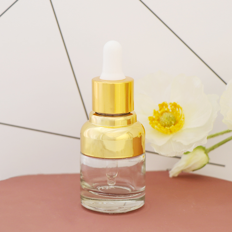 Essential Oil Use 20ml European Round Glass Dropper Bottle With Gold Dropper