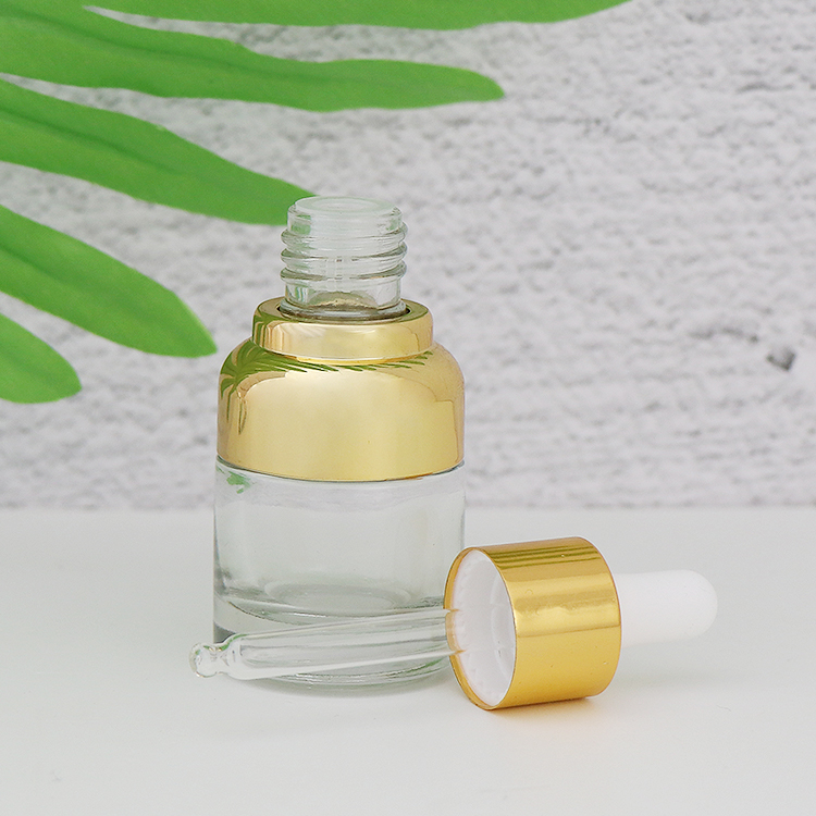 Essential Oil Use 20ml European Round Glass Dropper Bottle With Gold Dropper