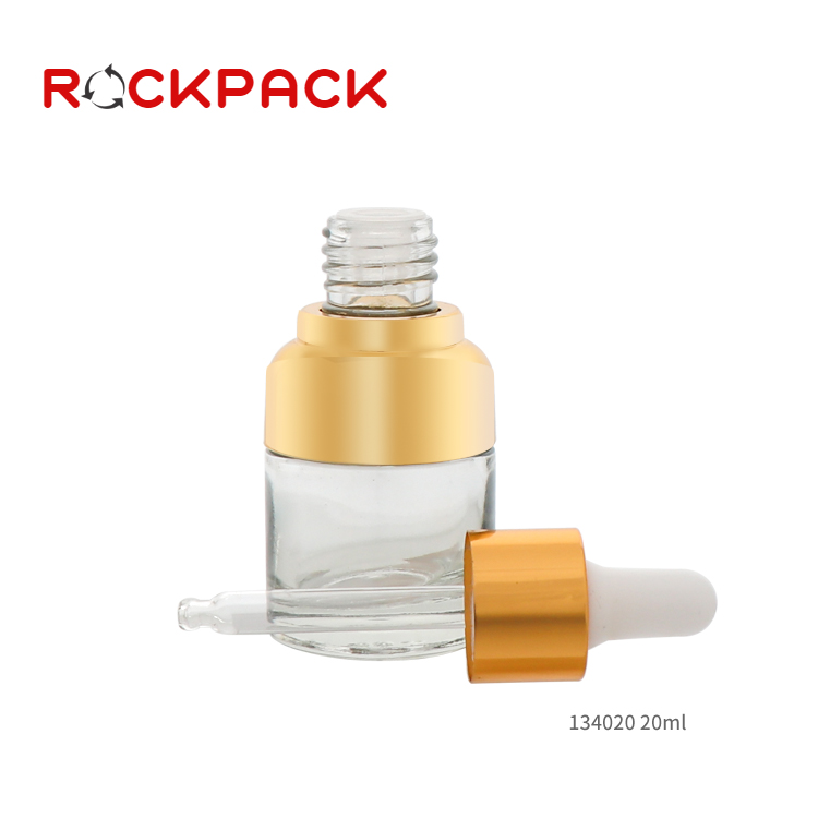 Essential Oil Use 20ml European Round Glass Dropper Bottle With Gold Dropper