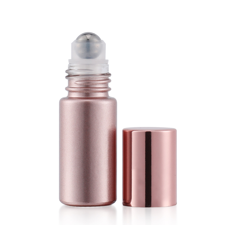 Essential Oil Use 5 ml 10ml Pink rose gold Roll On Glass Roller Perfume Bottle With Stainless Steel Roller Ball