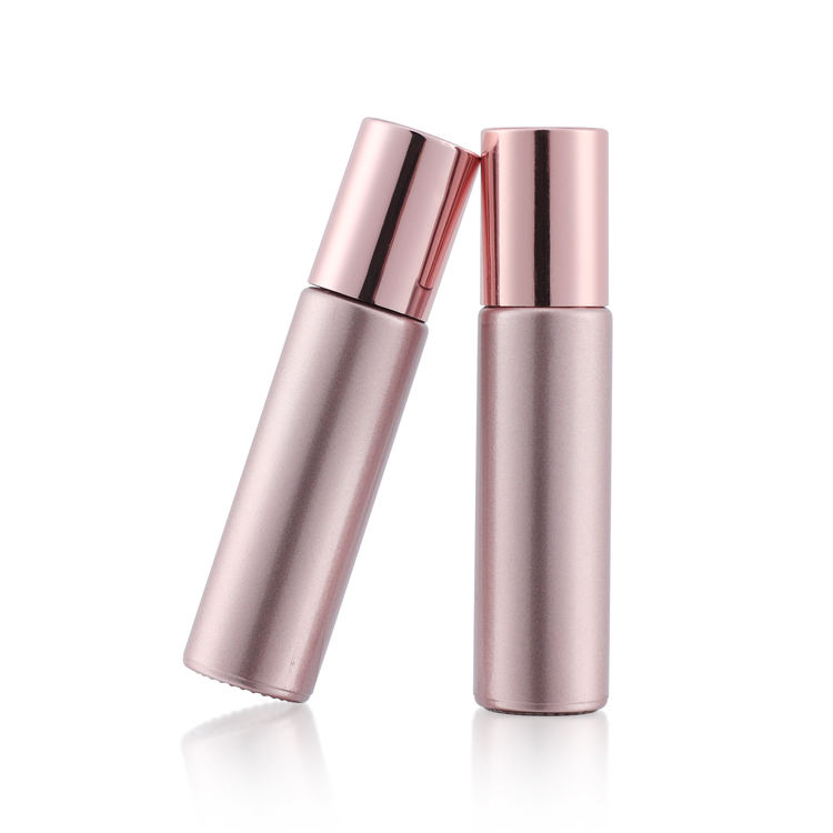 Essential Oil Use 5 ml 10ml Pink rose gold Roll On Glass Roller Perfume Bottle With Stainless Steel Roller Ball