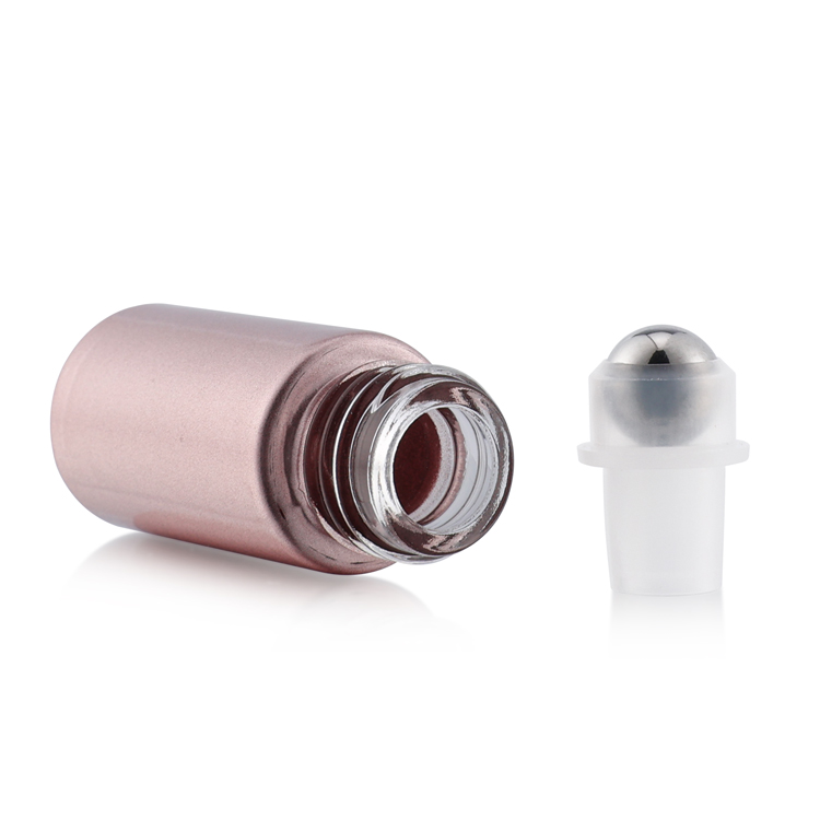 Essential Oil Use 5 ml 10ml Pink rose gold Roll On Glass Roller Perfume Bottle With Stainless Steel Roller Ball