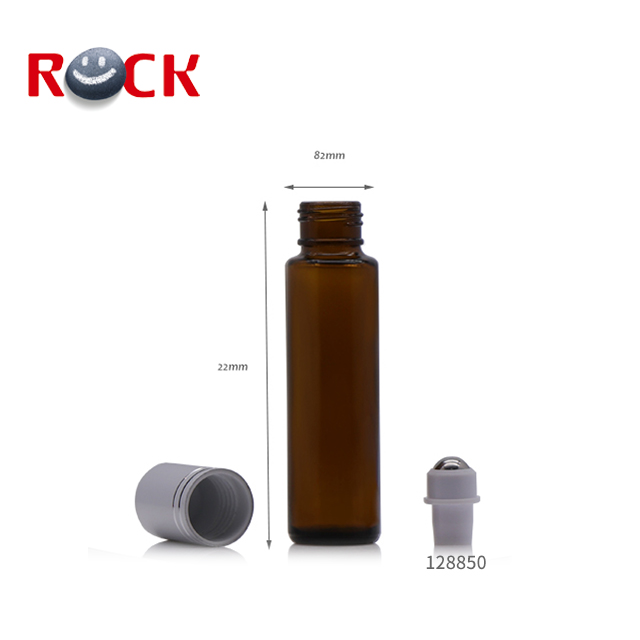 Essential Oil Use Amber Glass 15ml Roll On Bottle With Stainless Roller Ball