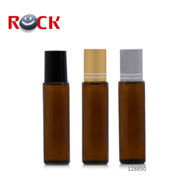 Essential Oil Use Amber Glass 15ml Roll On Bottle With Stainless Roller Ball