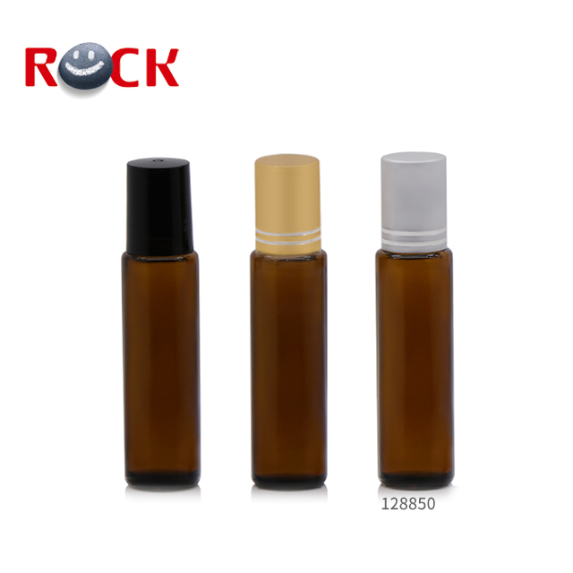 Essential Oil Use Amber Glass 15ml Roll On Bottle With Stainless Roller Ball