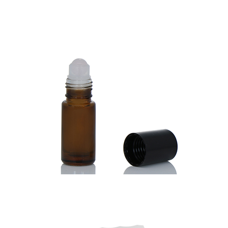 Essential Oil Use Amber Glass Roll On Bottle 5ml With Gemstone Roller Ball