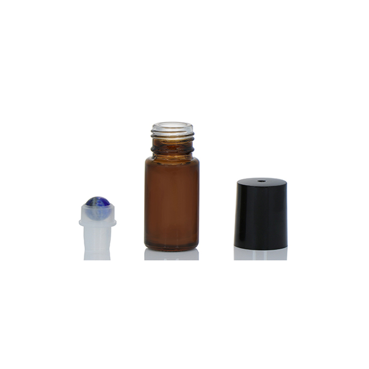 Essential Oil Use Amber Glass Roll On Bottle 5ml With Gemstone Roller Ball
