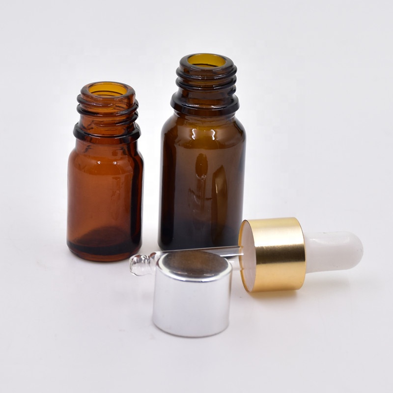 Essential Oil Use Round Amber Custom Glass Material UV-proof 10ml glass bottle with pump cover