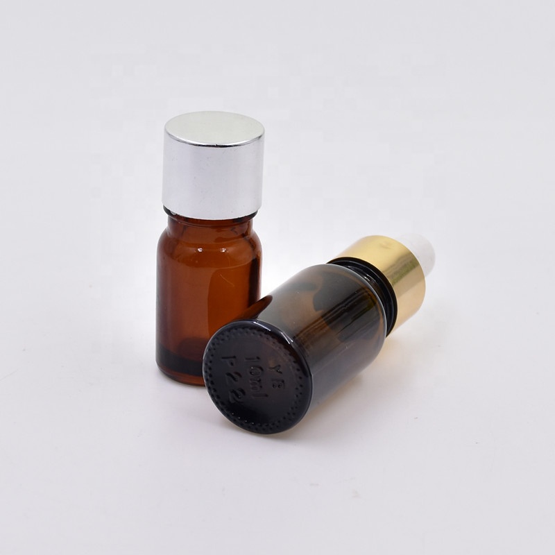 Essential Oil Use Round Amber Custom Glass Material UV-proof 10ml glass bottle with pump cover