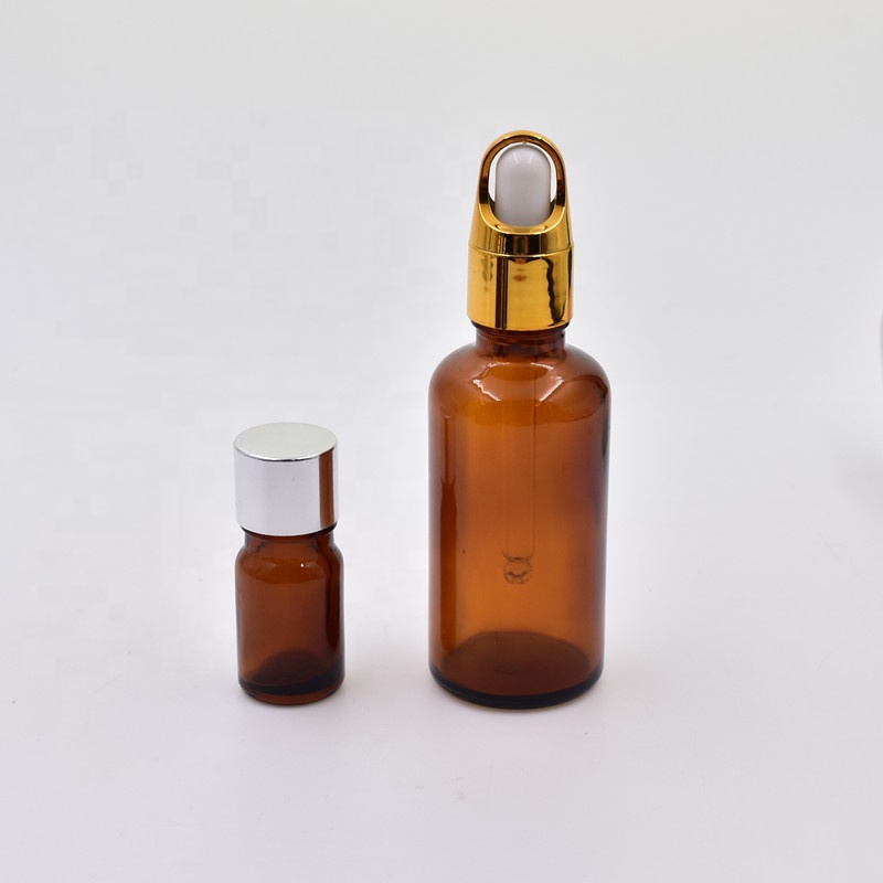 Essential Oil Use Round Amber Custom Glass Material UV-proof 10ml glass bottle with pump cover