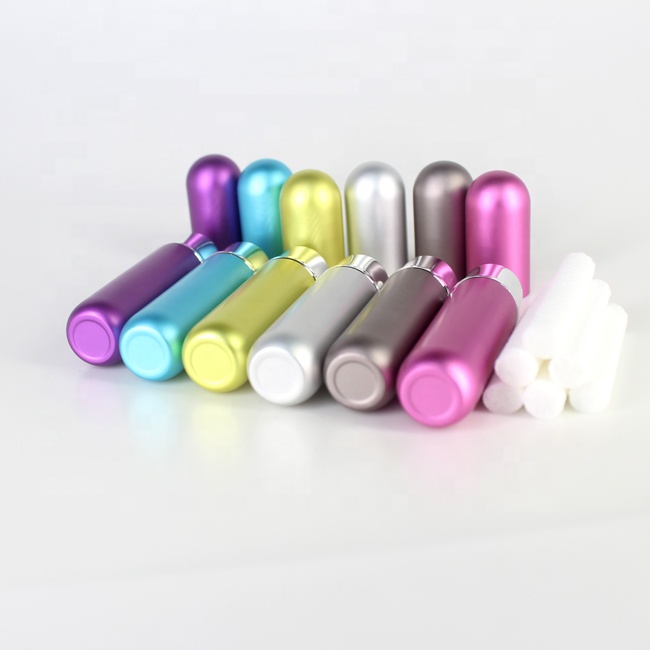 Essential Oil metal aromatherapy inhaler Blank Nasal Inhaler Tube Bottles Refill Metal Aluminum inhaler