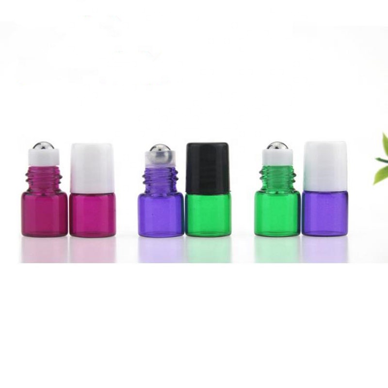 Essential Oils 1mL 1/4 Dram Roll On Amber Glass Roller Bottles with Stainless Steel Ball