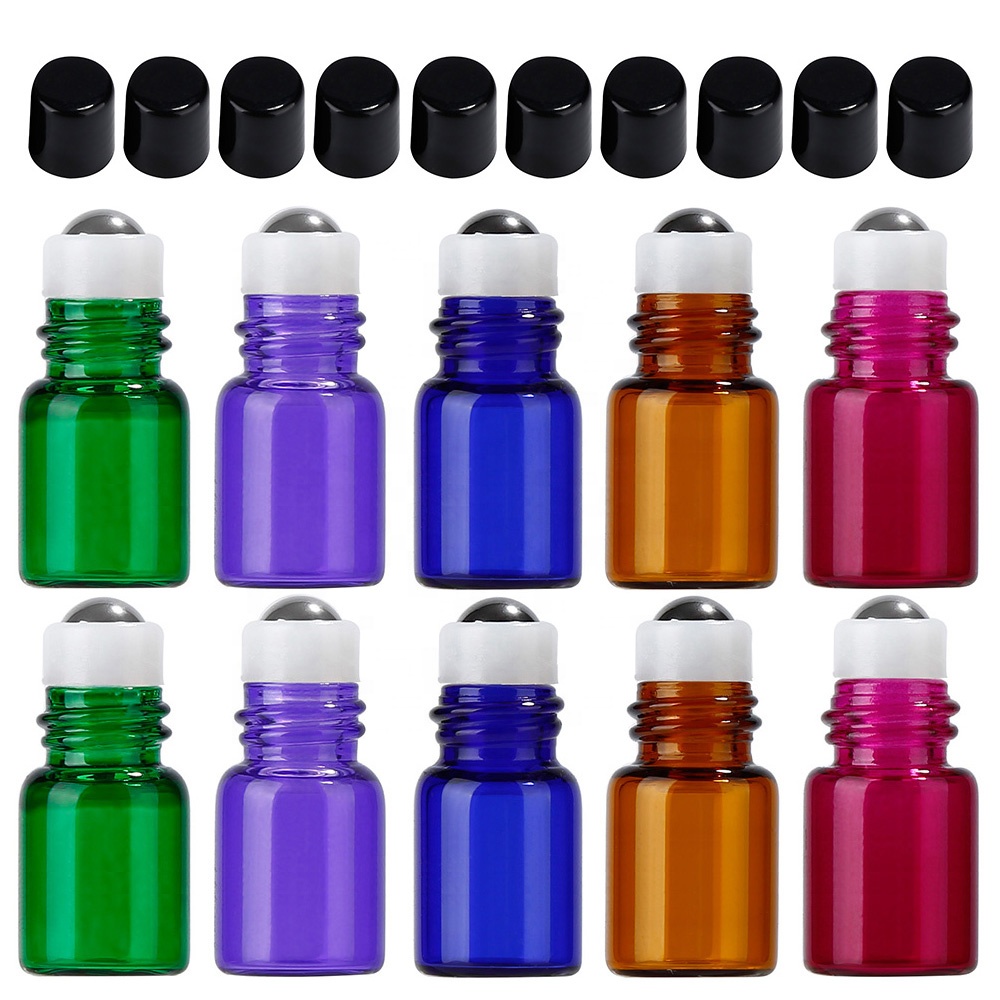Essential Oils 1mL 1/4 Dram Roll On Amber Glass Roller Bottles with Stainless Steel Ball