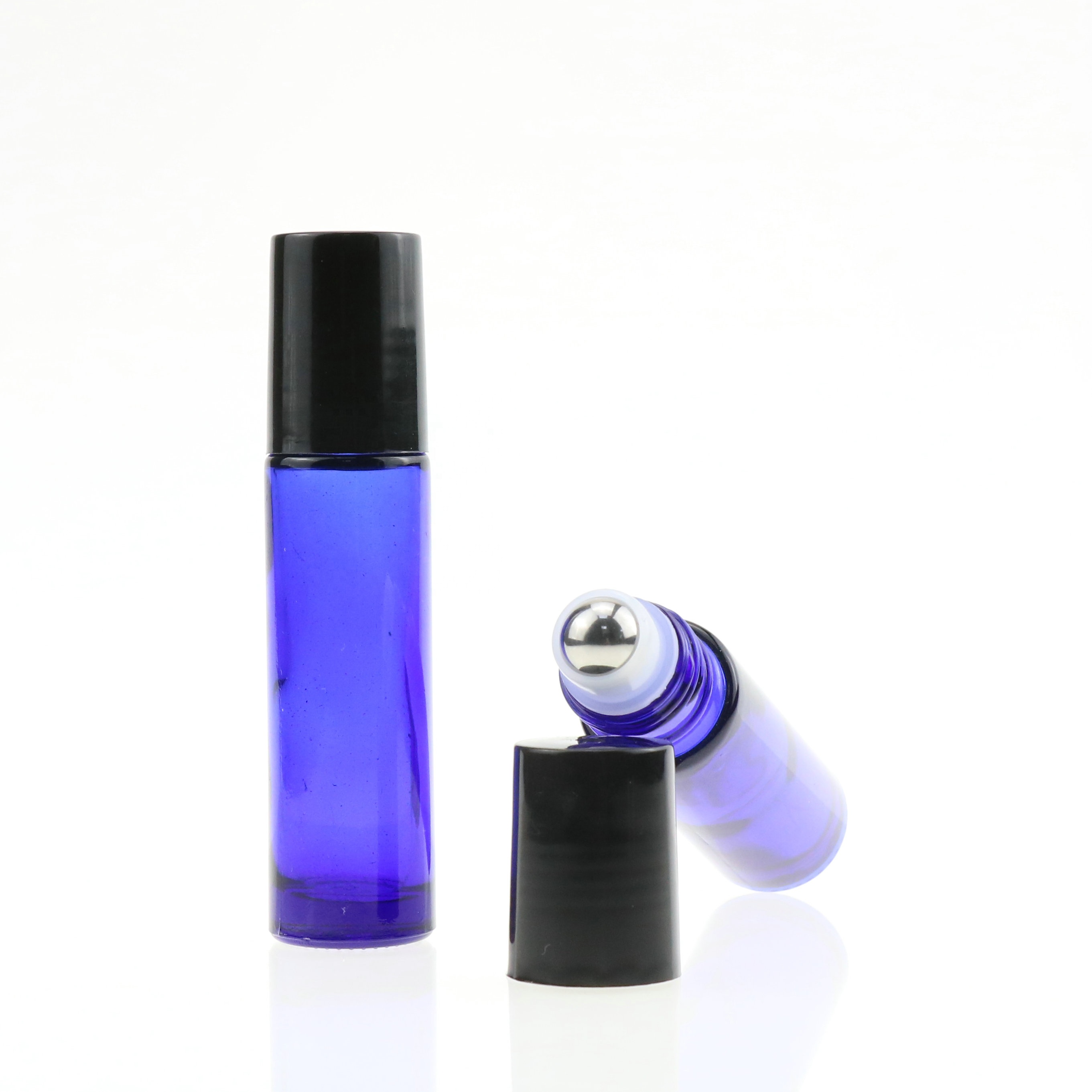 Essential oil 10 ml matte black amber roller bottle with metal roll on ball and black cap 10ml amber glass roll on bottle