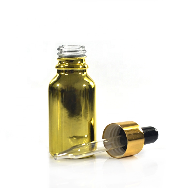 Essential oil 15ml 30ml 60ml empty UV gold coating liquor glass dropper bottle