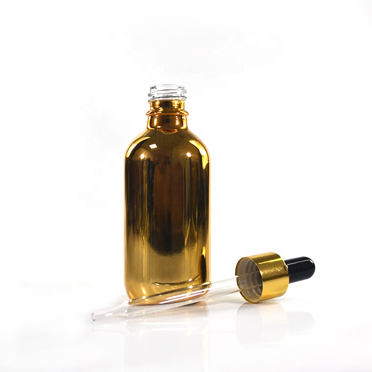 Essential oil 15ml 30ml 60ml empty UV gold coating liquor glass dropper bottle