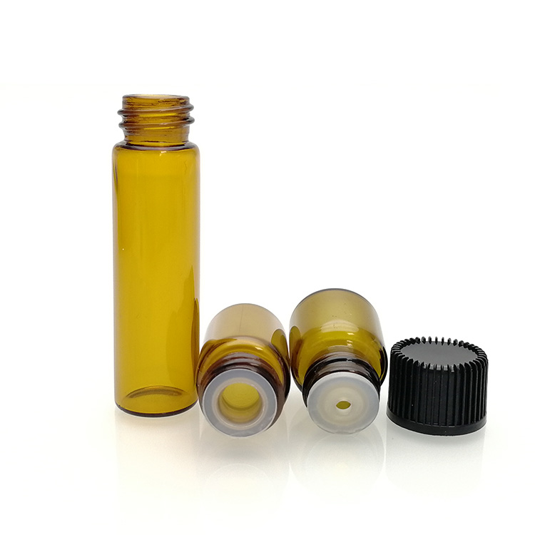 Essential oil 1ml 2ml 3ml 4ml 5ml 1/4 Dram amber clear blue Glass Vial bottles With Orifice Reducer &Black Cap