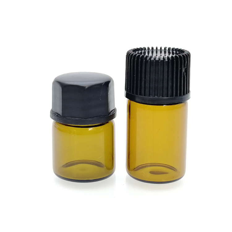 Essential oil 1ml 2ml 3ml 4ml 5ml 1/4 Dram amber clear blue Glass Vial bottles With Orifice Reducer &Black Cap
