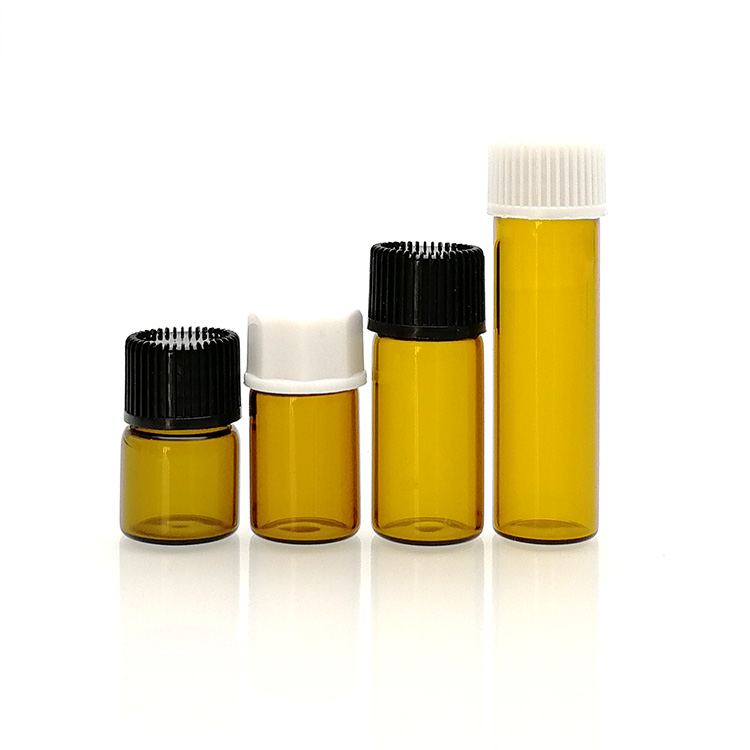 Essential oil 1ml 2ml 3ml 4ml 5ml 1/4 Dram amber clear blue Glass Vial bottles With Orifice Reducer &Black Cap