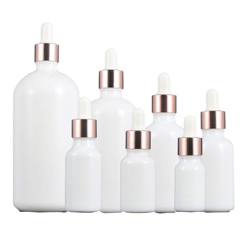Essential oil 30ml 50ml 100ml cosmetic opal white glass bottle e liquid bottle with pipette