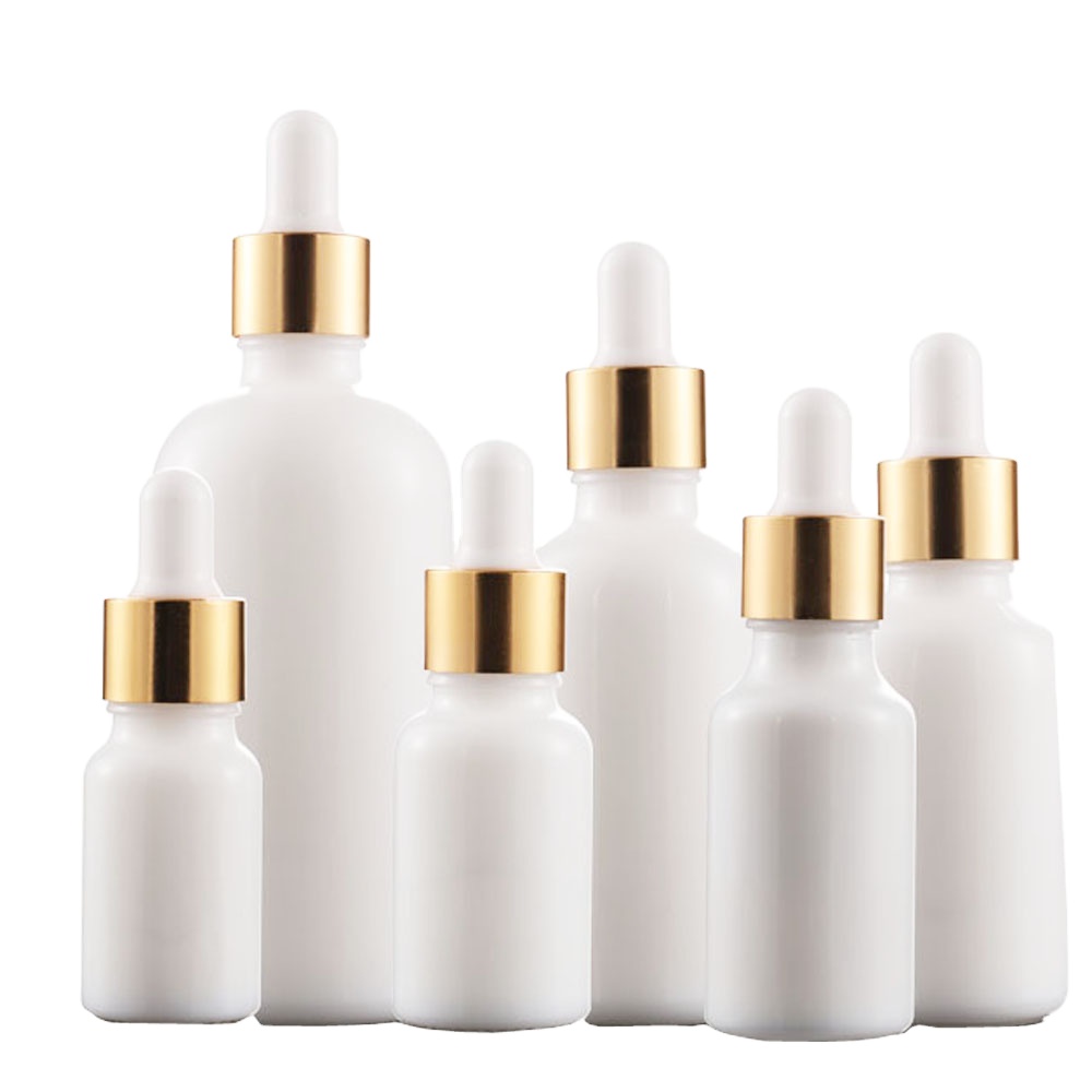 Essential oil 30ml 50ml 100ml cosmetic opal white glass bottle e liquid bottle with pipette
