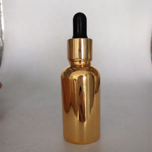 Essential oil 30ml empty UV gold coating liquor glass dropper bottle