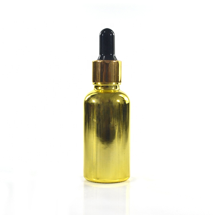 Essential oil 30ml empty UV gold coating liquor glass dropper bottle