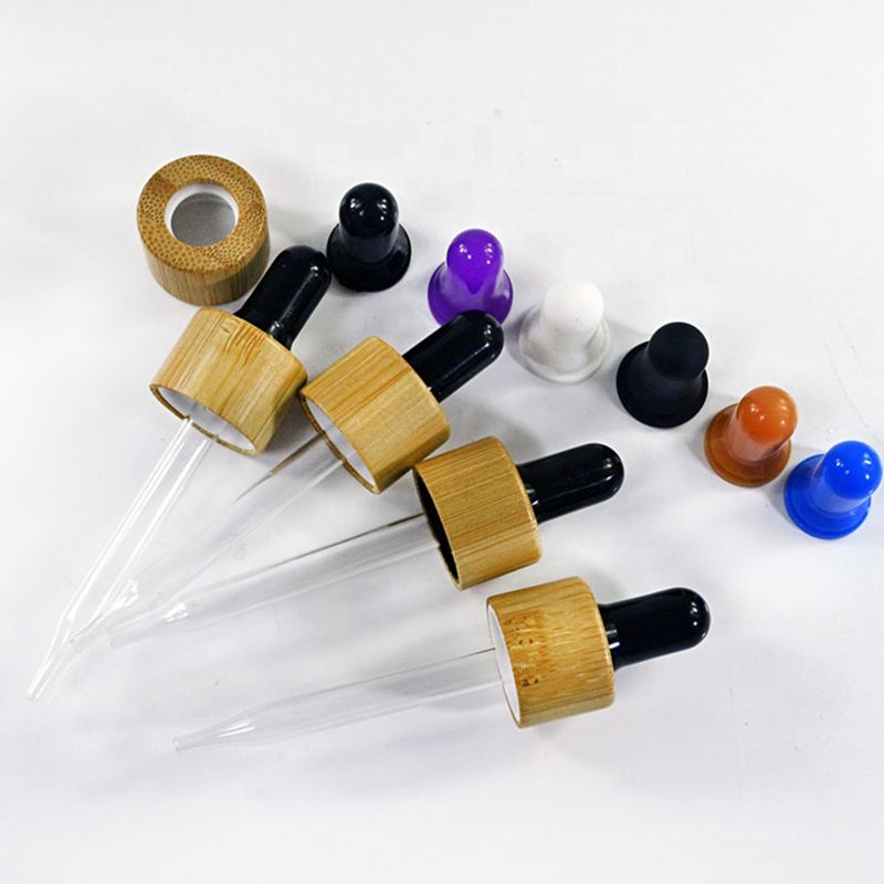 Essential oil 5ml 10ml 15ml 20ml 30ml 50ml 100ml e liquid matte black glass dropper bottle with bamboo wooden cap