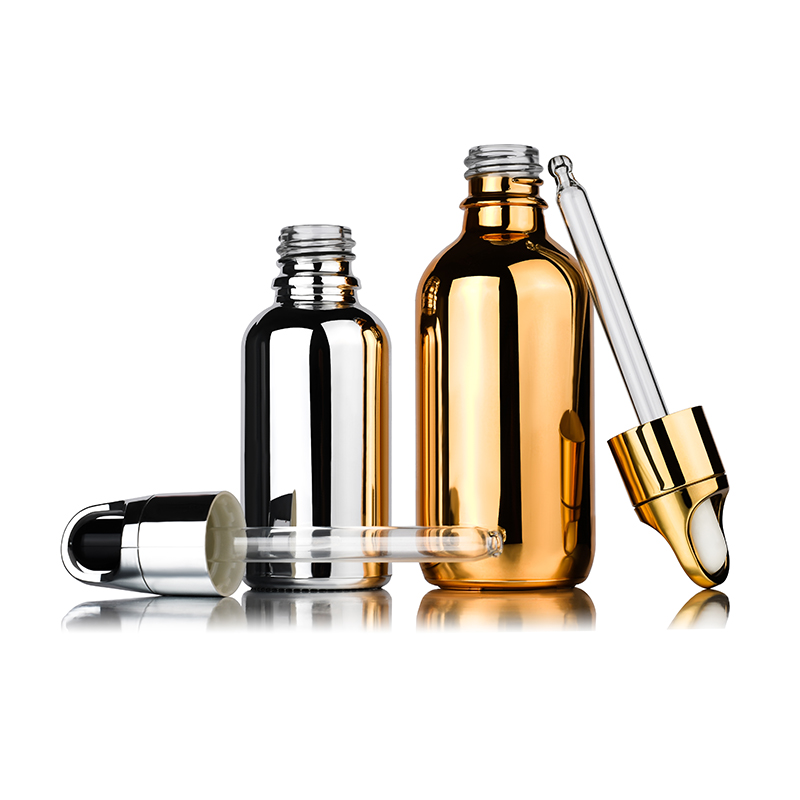 Essential oil 5ml 10ml 15ml 20ml 30ml 50ml 60ml 100ml shiny electroplate silver glass dropper bottles