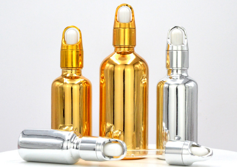 Essential oil 5ml 10ml 15ml 30ml 50ml empty UV gold coating liquor glass dropper bottle