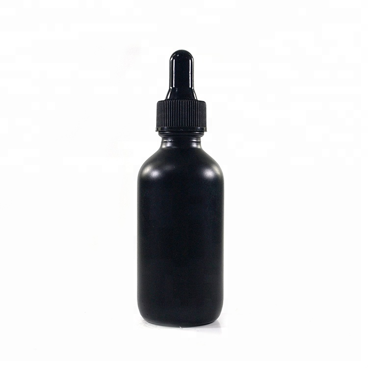 Essential oil Boston Round 30ml 1OZ 60ml 2OZ 120ml 4OZ frosted black Glass Dropper Bottles
