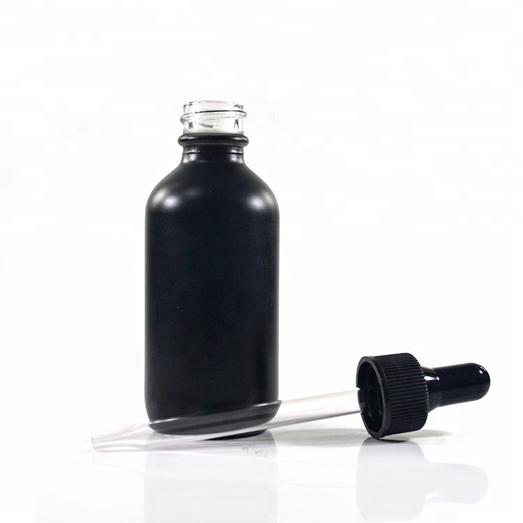 Essential oil Boston Round 30ml 1OZ 60ml 2OZ 120ml 4OZ frosted black Glass Dropper Bottles