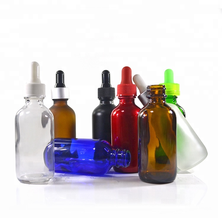 Essential oil Boston Round 30ml 1OZ 60ml 2OZ 120ml 4OZ frosted black Glass Dropper Bottles