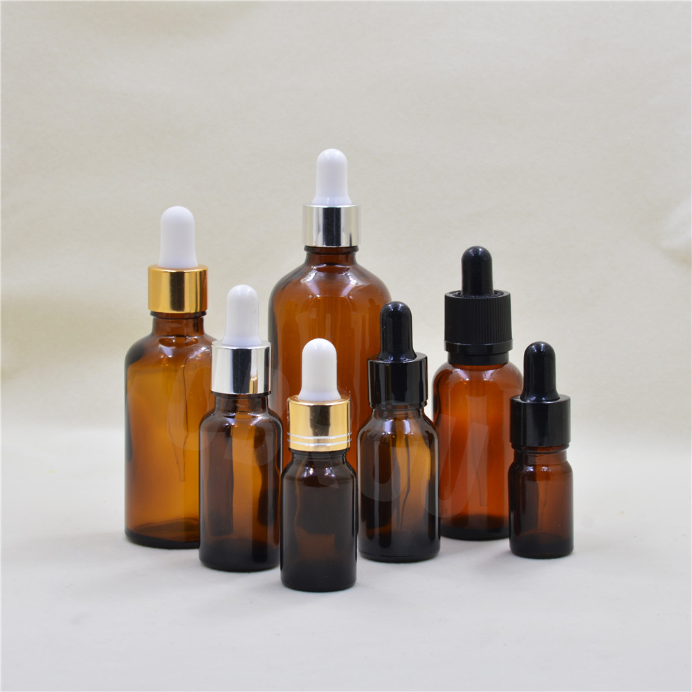 Essential oil Dropper bottle 10ml 15ml 30ml 50ml 100ml amber glass e juice liquid bottle with screw dropper cap