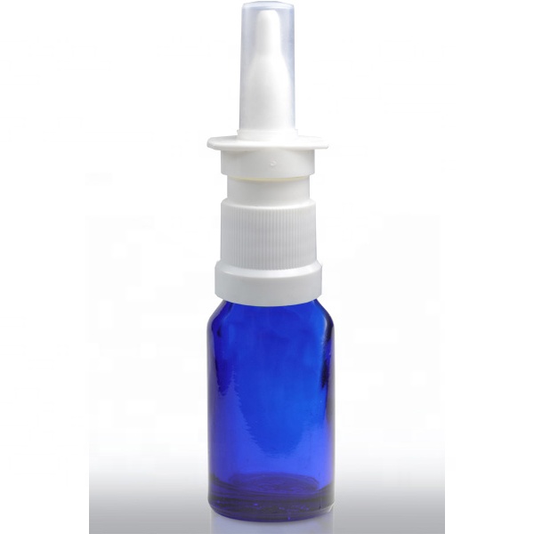 Essential oil Medicine nasal sprayer pump perfume bottle 20ml Blue DIN 18mm Glass bottle with 18-415 nasal sprayyer