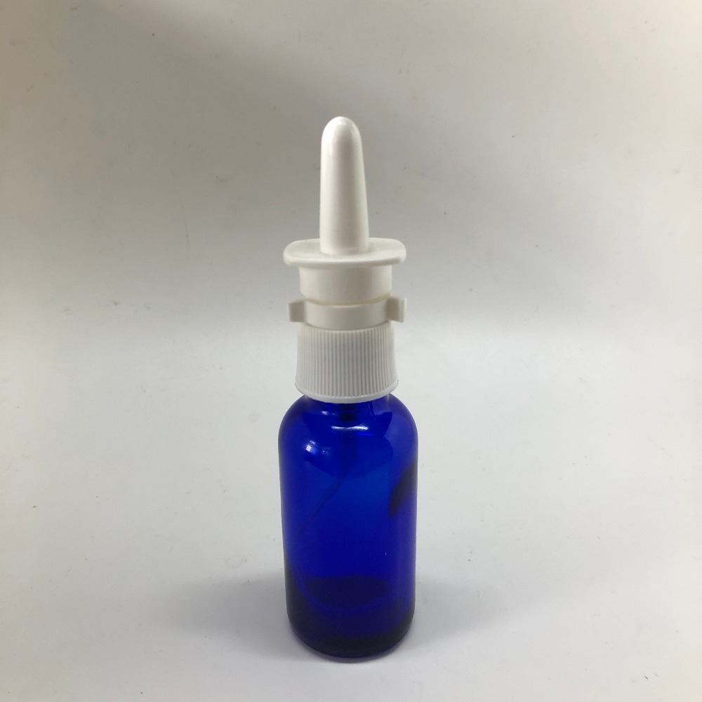 Essential oil Medicine nasal sprayer pump perfume bottle 20ml Blue DIN 18mm Glass bottle with 18-415 nasal sprayyer