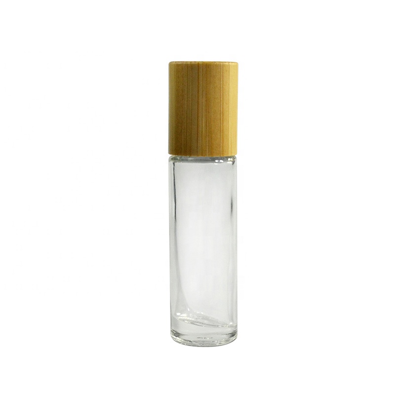 Essential oil Perfume 10ml 15ml clear transparent roll on glass roller bottle with bamboo lid and rollers