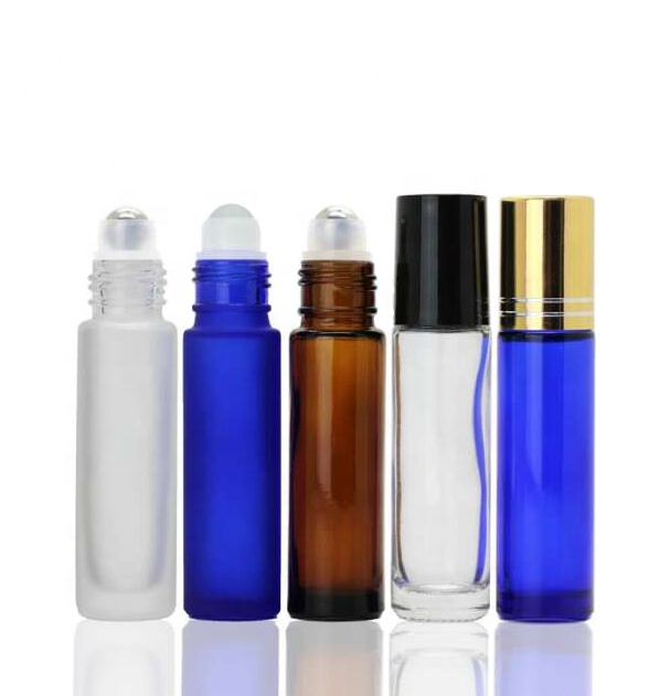 Essential oil amber glass 10ml roll on bottle with Stainless steel ball