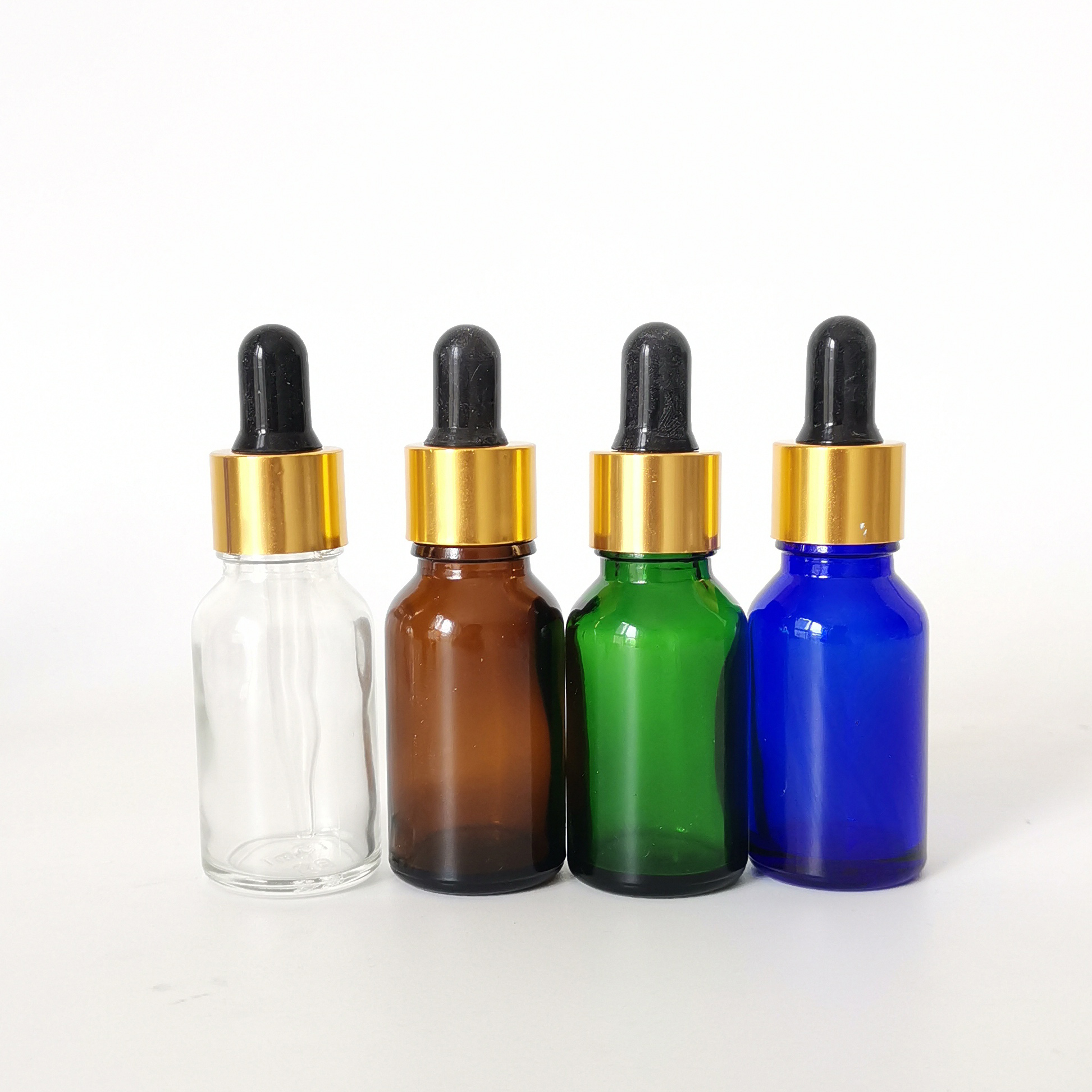 Essential oil bottle 5ml 10ml 15ml 20ml 30ml amber green clear blue glass dropper bottle with aluminum cap