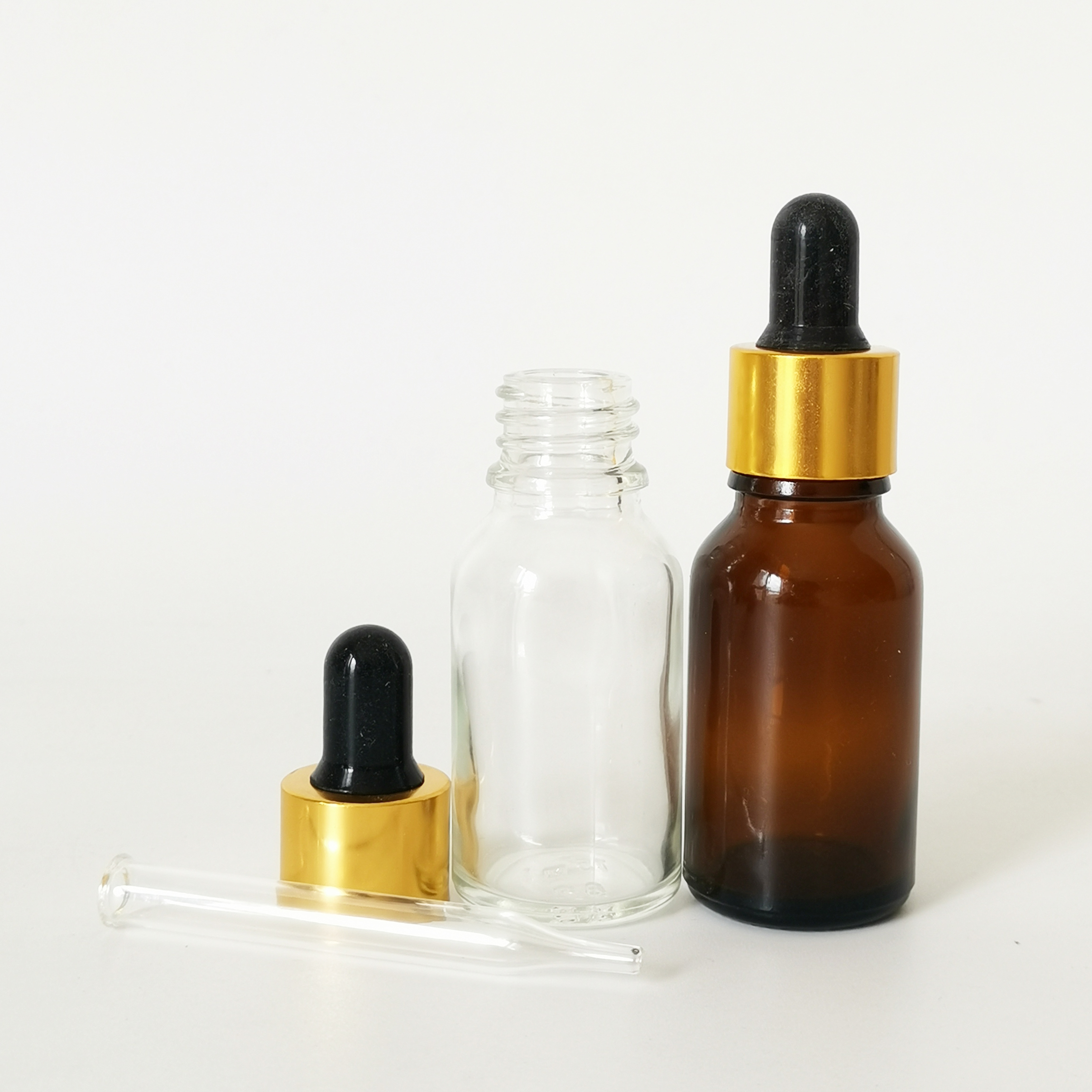 Essential oil bottle 5ml 10ml 15ml 20ml 30ml amber green clear blue glass dropper bottle with aluminum cap