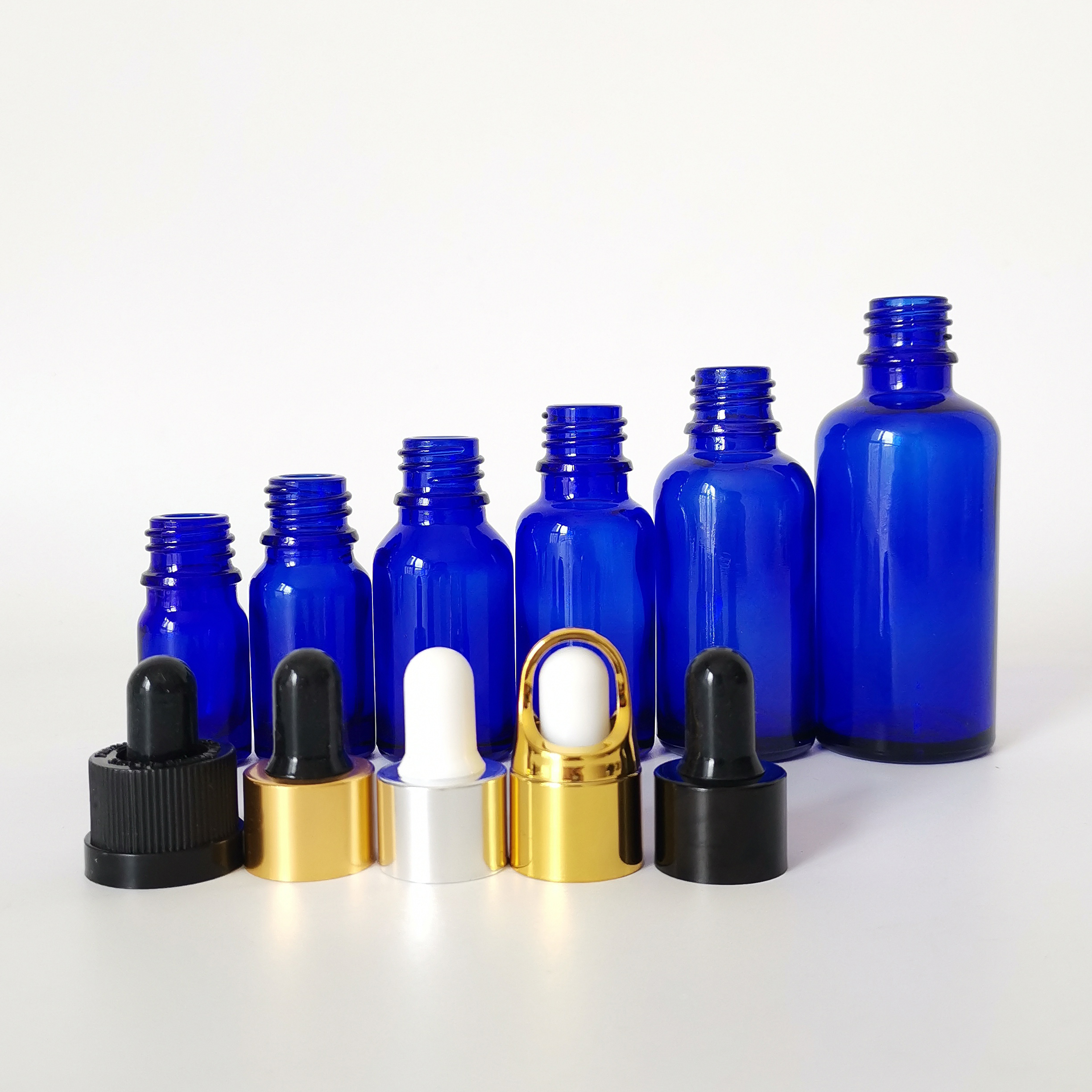 Essential oil bottle 5ml 10ml 15ml 20ml 30ml amber green clear blue glass dropper bottle with aluminum cap