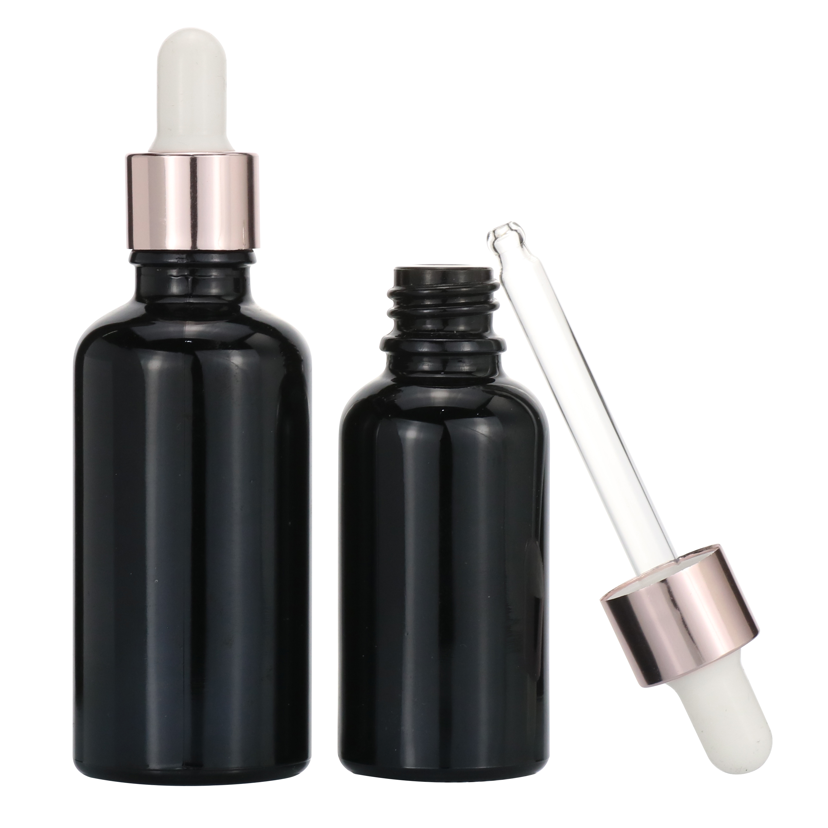 Essential oil bottle sets glass bottle with rose gold dropper cap empty cosmetic cuticle oil bottle for sale