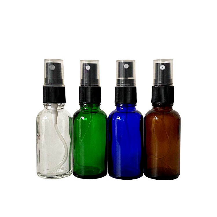 Essential oil bottles 30ml green blue clear amber glass bottle with spray cap