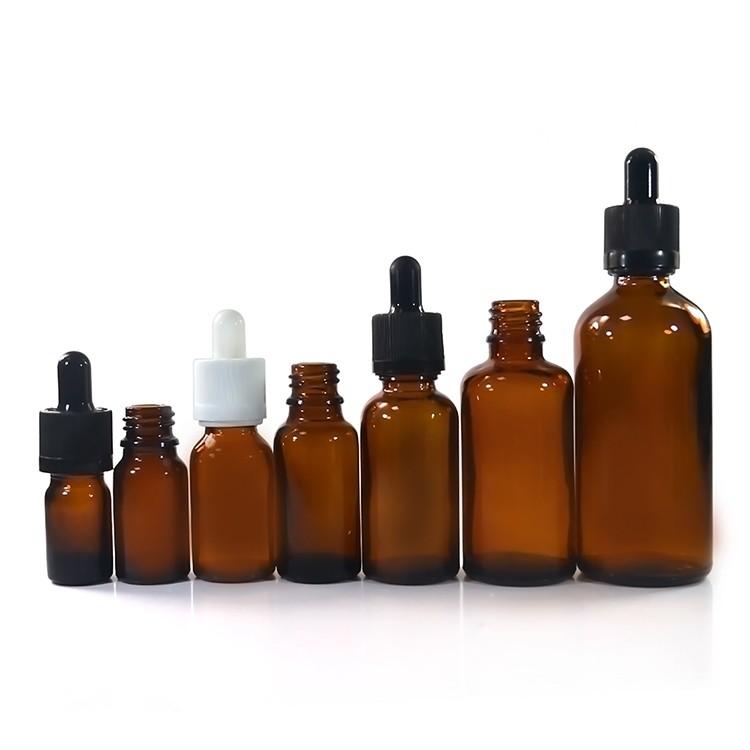 Essential oil clear amber green blue 5ml 10ml 15ml 20ml 30ml 50ml 100ml glass dropper bottle with tamper evidence ring